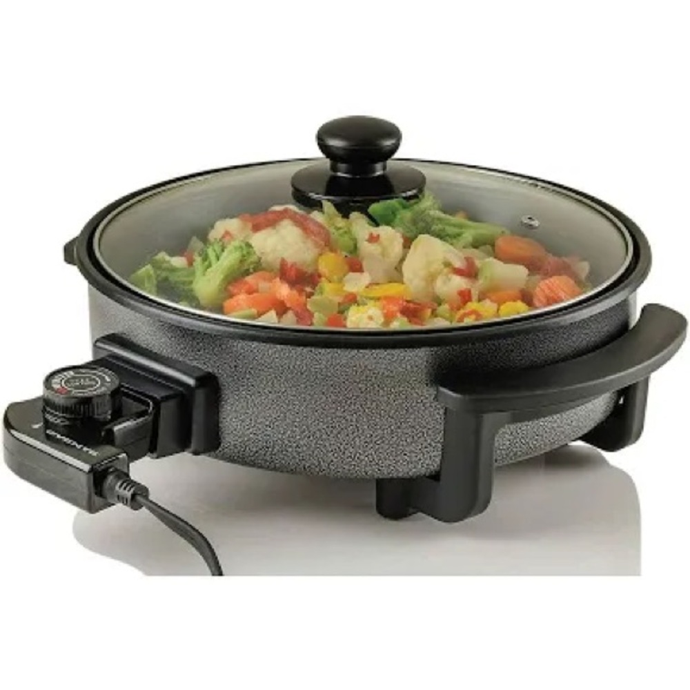 Ovente Electric Skillet with Tempered Glass Lid